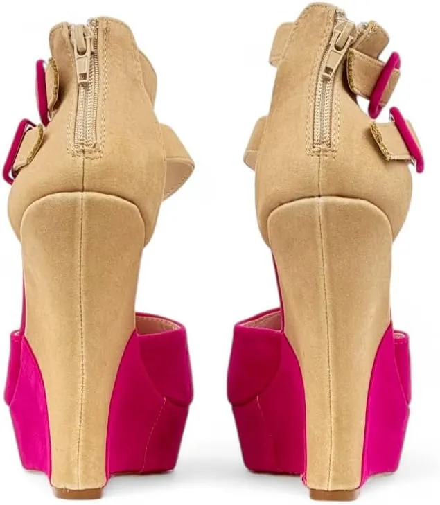 Liliana Women's Wedge High Heels Platform Sandals With Ankle Strap Wedge sandals