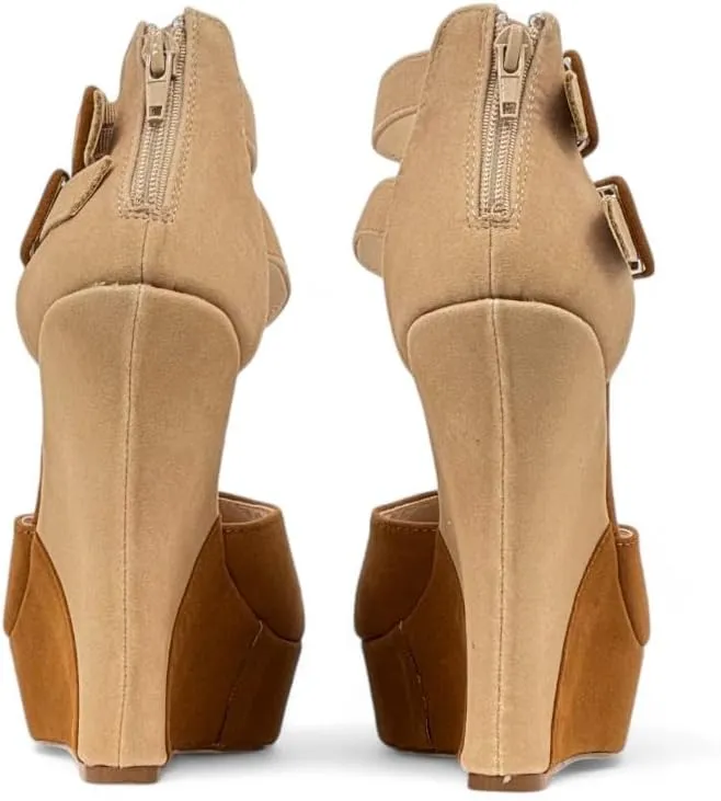 Liliana Women's Wedge High Heels Platform Sandals With Ankle Strap Wedge sandals