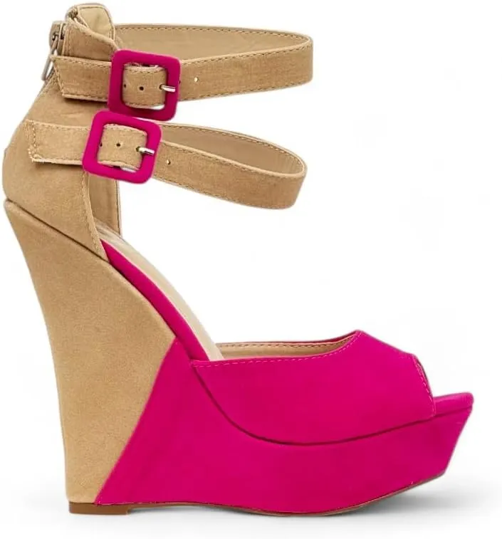 Liliana Women's Wedge High Heels Platform Sandals With Ankle Strap Wedge sandals