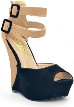 Liliana Women's Wedge High Heels Platform Sandals With Ankle Strap Wedge sandals