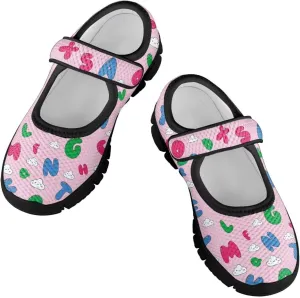 Little Girls Cute Uniform Shoes,Mary Jane Flats Shoes for Back School,Comfort Barefoot Shoes,Black Sole Size 11 to 15
