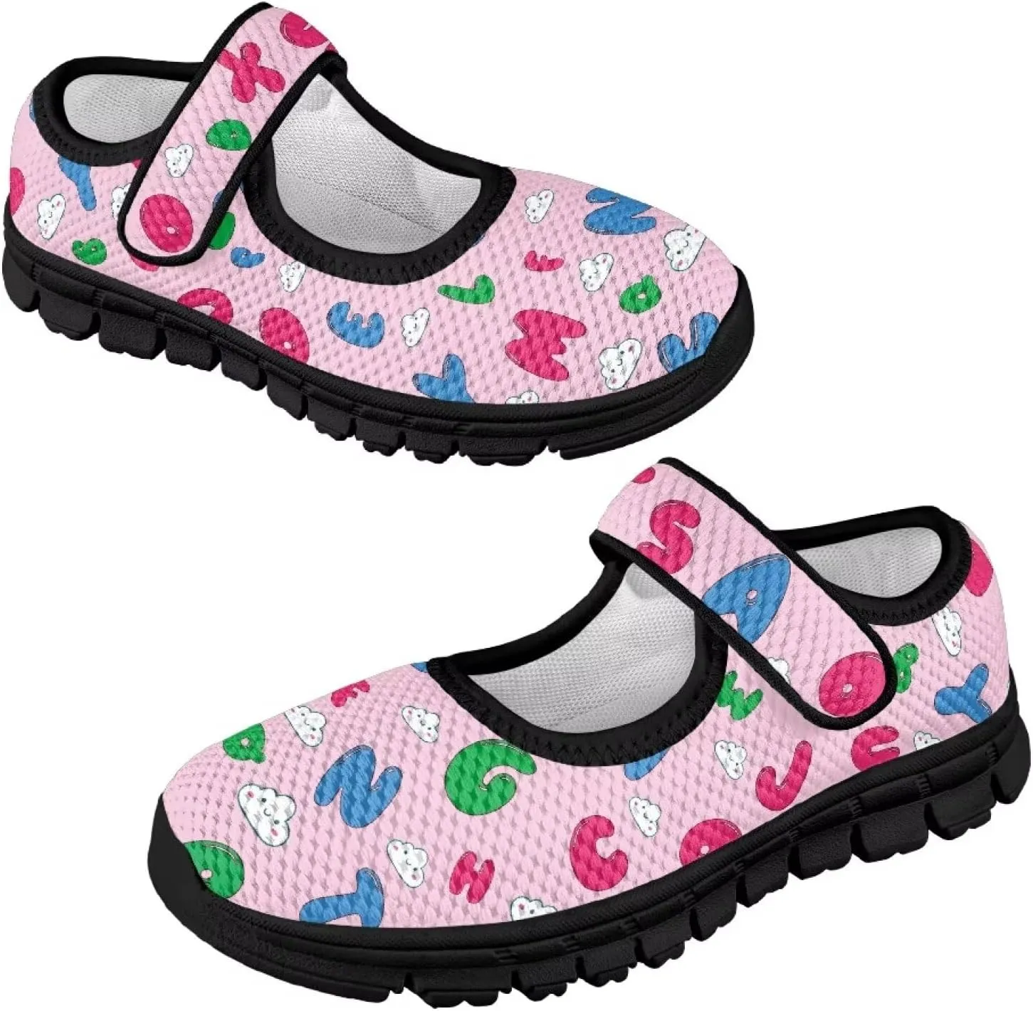 Little Girls Cute Uniform Shoes,Mary Jane Flats Shoes for Back School,Comfort Barefoot Shoes,Black Sole Size 11 to 15