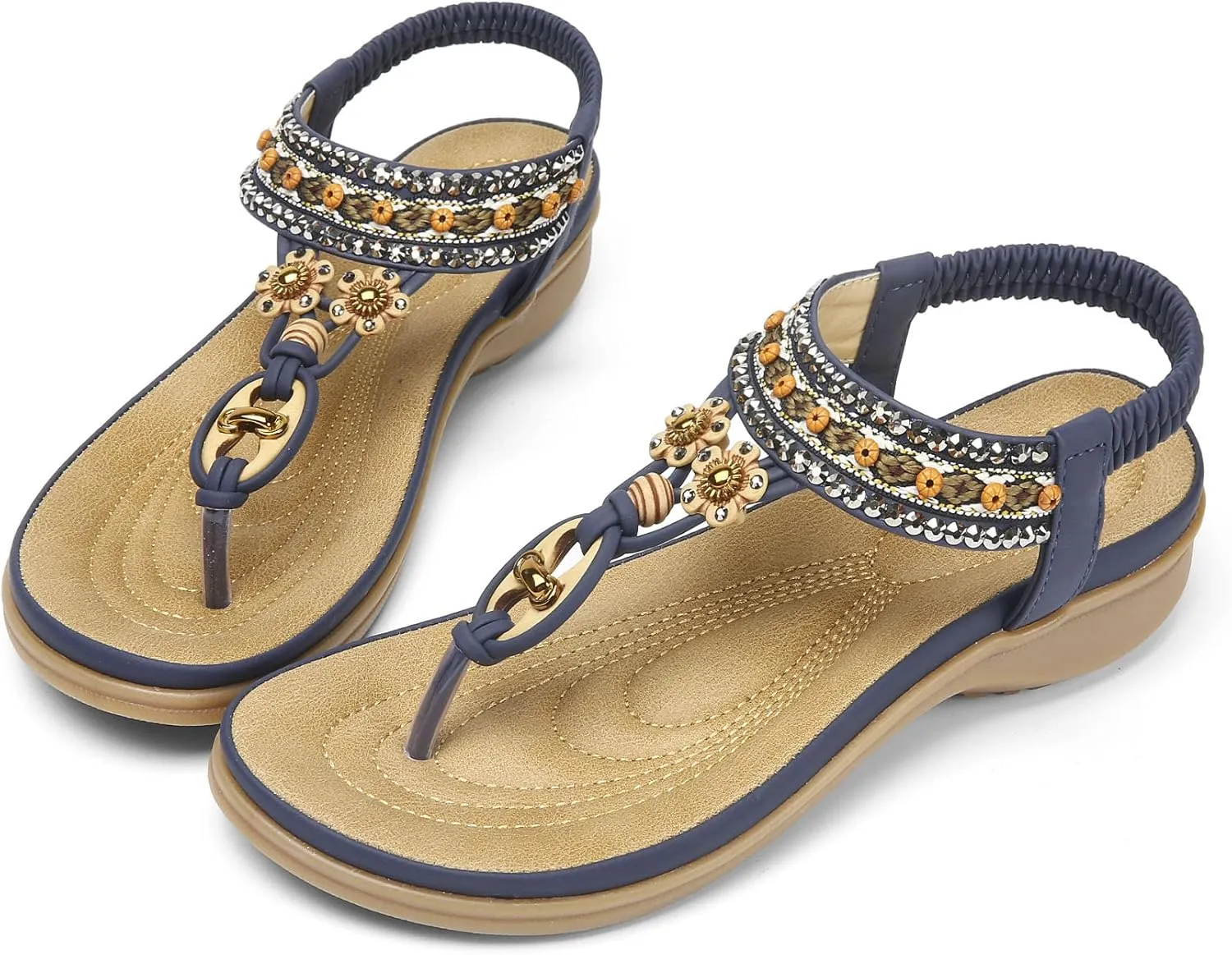 Littleplum Womens Sandals Arch Support Summer Beach Sandals Comfort Walking Shoes Bohemian Flip Flops Sandals for Women
