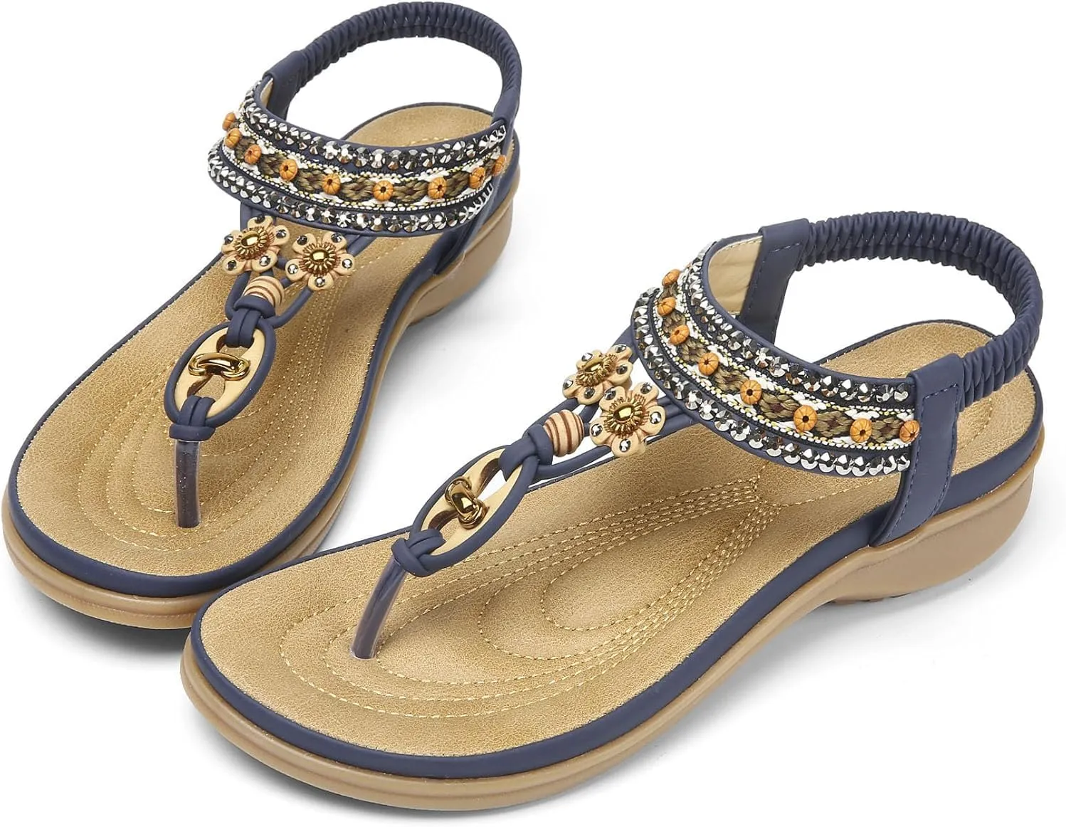 Littleplum Womens Sandals Arch Support Summer Beach Sandals Comfort Walking Shoes Bohemian Flip Flops Sandals for Women