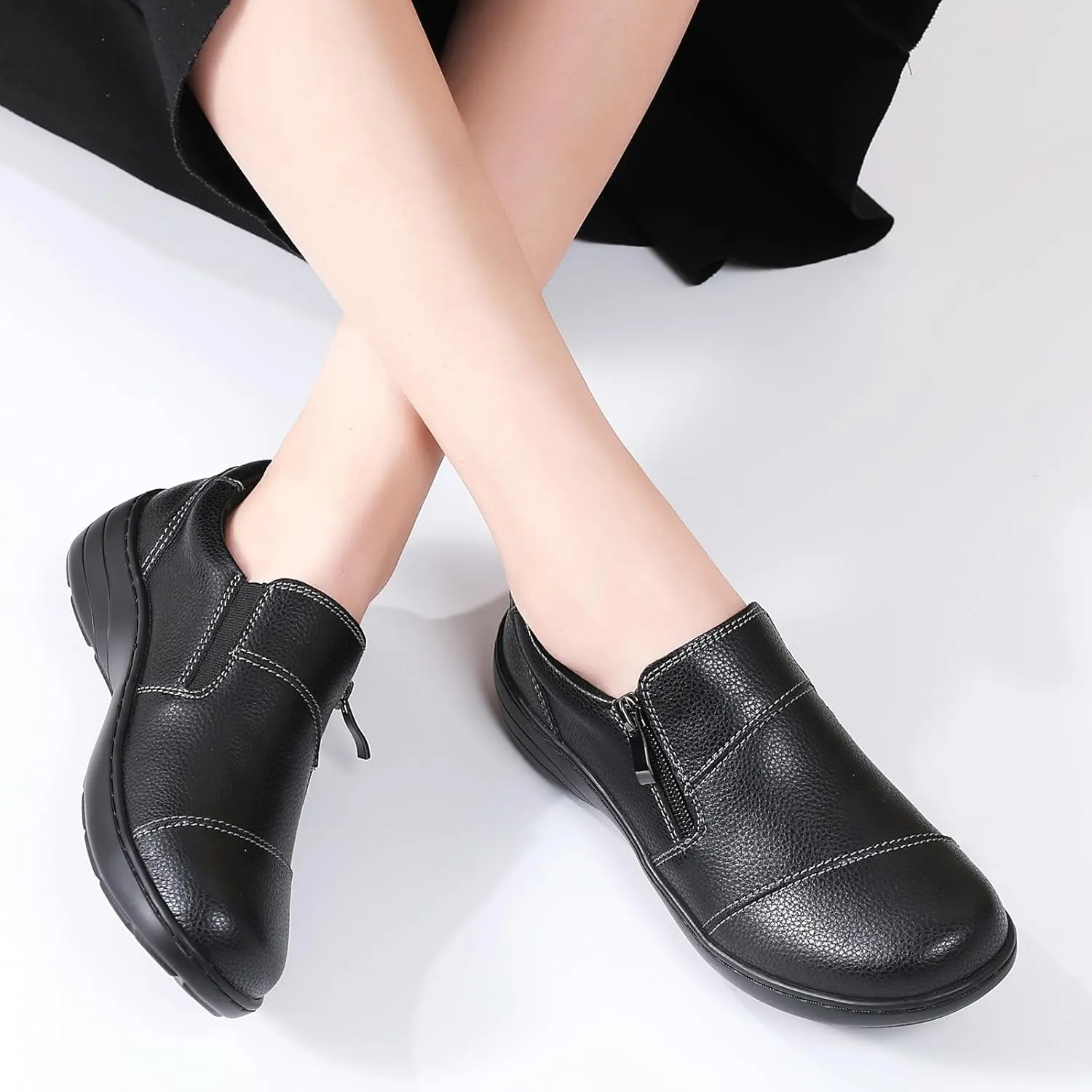 Loafers for Women Women's Loafers & Slip-Ons Zipper Walking Flats Casual Shoes Orthopedic Shoes Comfortable Dress Shoes Office Work Shoes