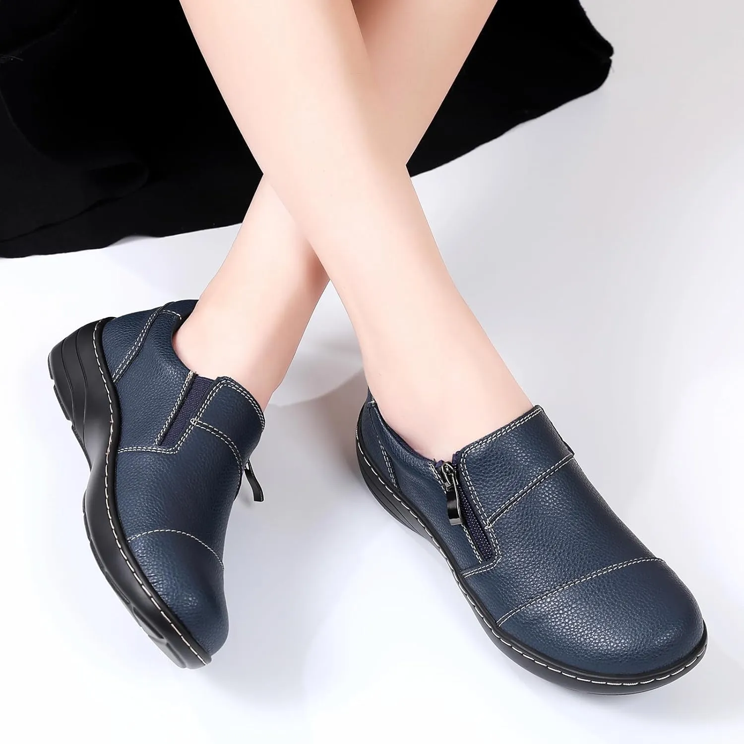 Loafers for Women Women's Loafers & Slip-Ons Zipper Walking Flats Casual Shoes Orthopedic Shoes Comfortable Dress Shoes Office Work Shoes