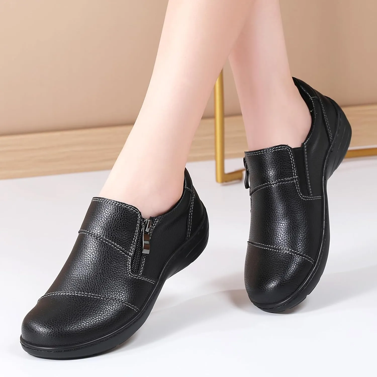 Loafers for Women Women's Loafers & Slip-Ons Zipper Walking Flats Casual Shoes Orthopedic Shoes Comfortable Dress Shoes Office Work Shoes