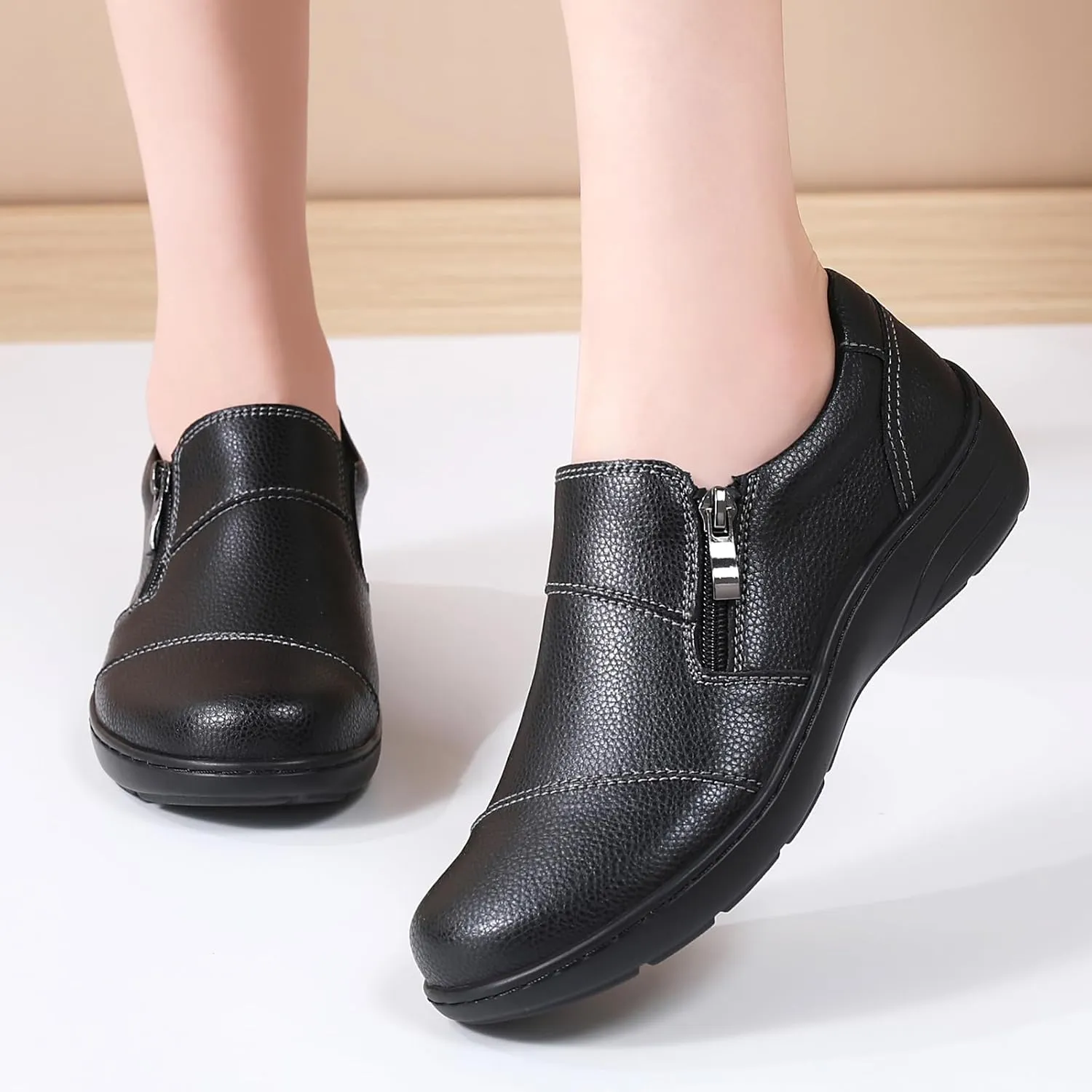 Loafers for Women Women's Loafers & Slip-Ons Zipper Walking Flats Casual Shoes Orthopedic Shoes Comfortable Dress Shoes Office Work Shoes