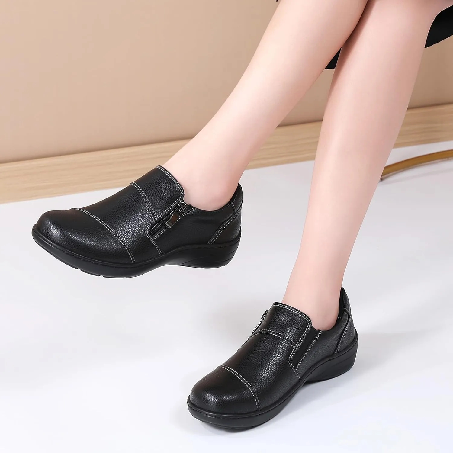 Loafers for Women Women's Loafers & Slip-Ons Zipper Walking Flats Casual Shoes Orthopedic Shoes Comfortable Dress Shoes Office Work Shoes