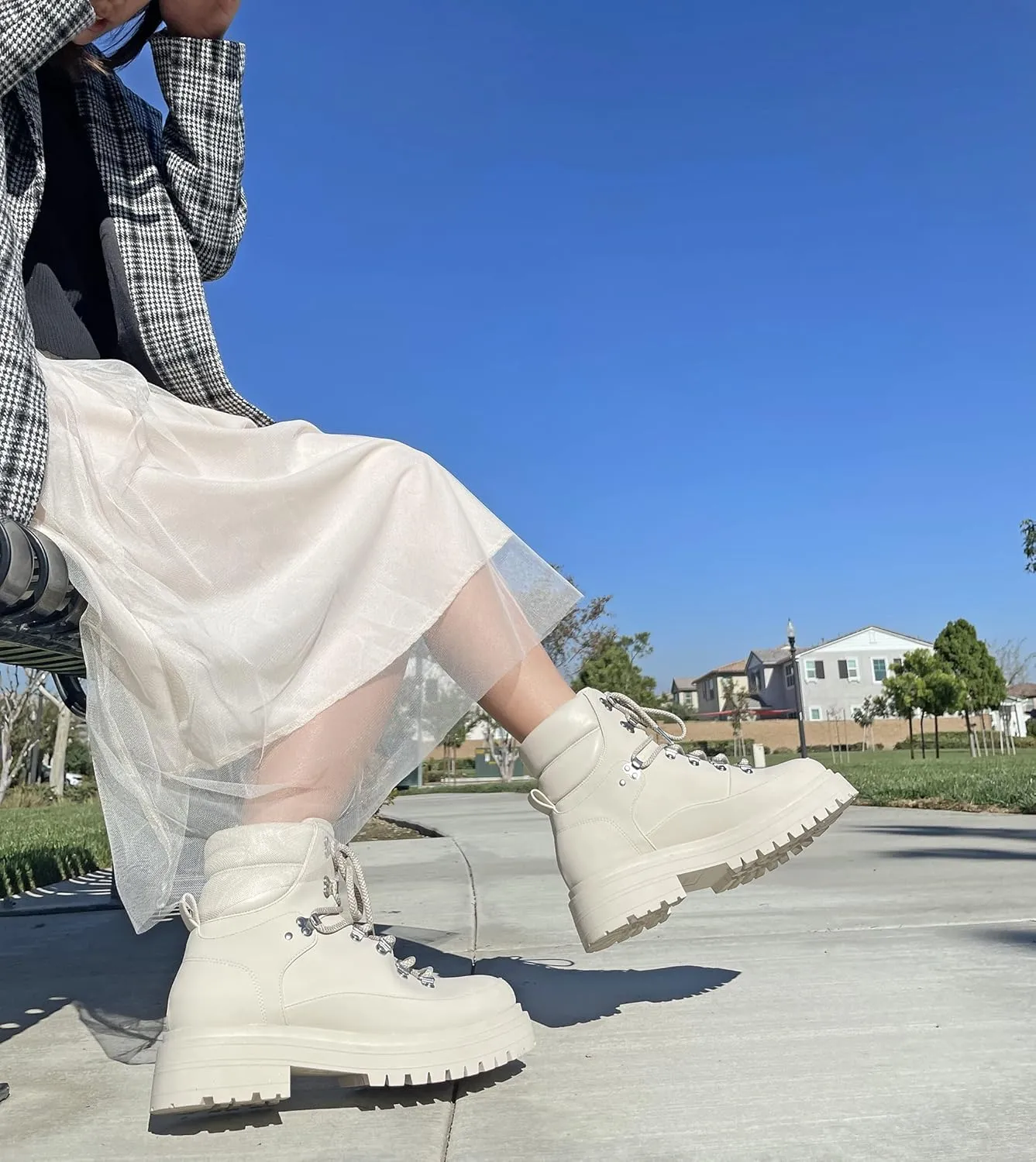 Luckers Women’s Lace Up Platform Lug Sole Combat Boots