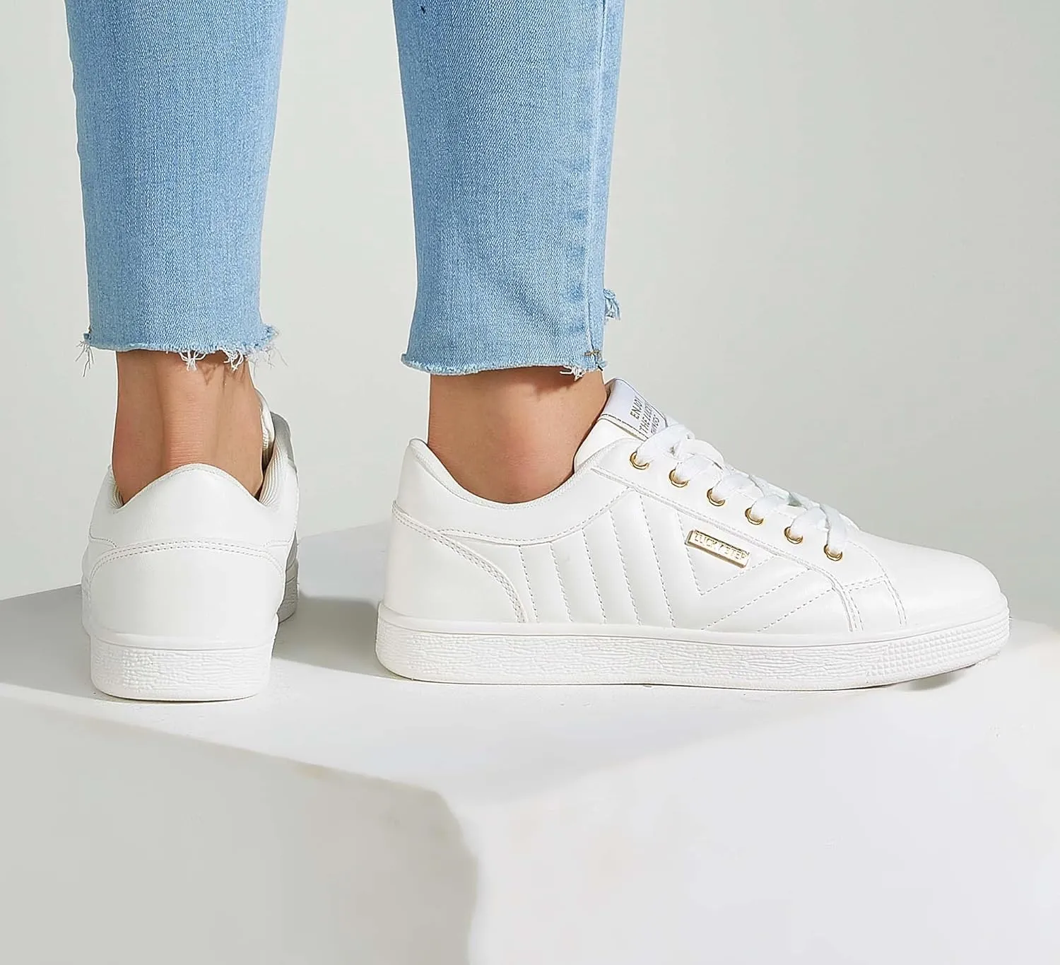 LUCKY STEP Glitter Sneakers Lace up | Fashion Sneakers | Sparkly Shoes for Women
