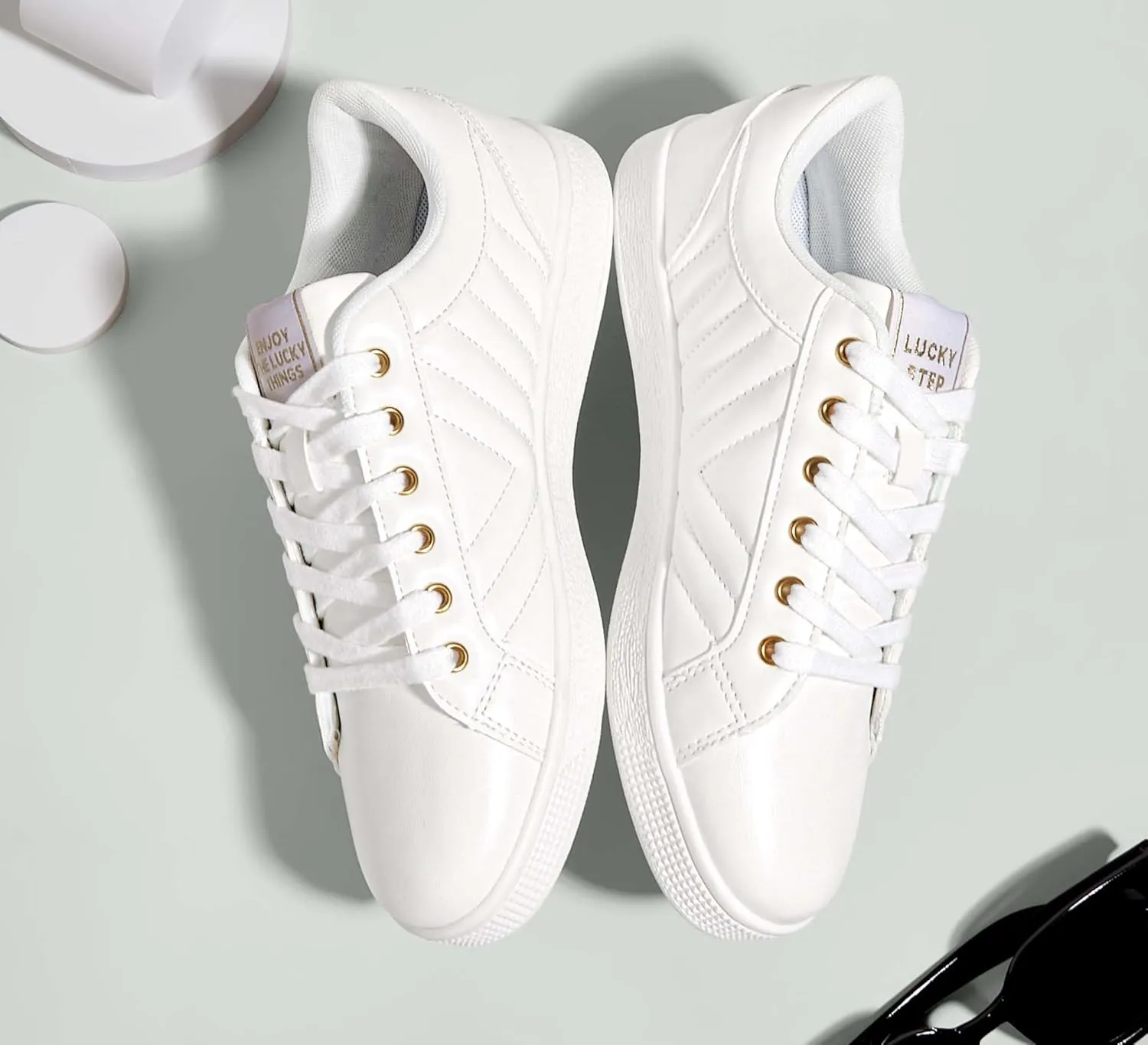 LUCKY STEP Glitter Sneakers Lace up | Fashion Sneakers | Sparkly Shoes for Women