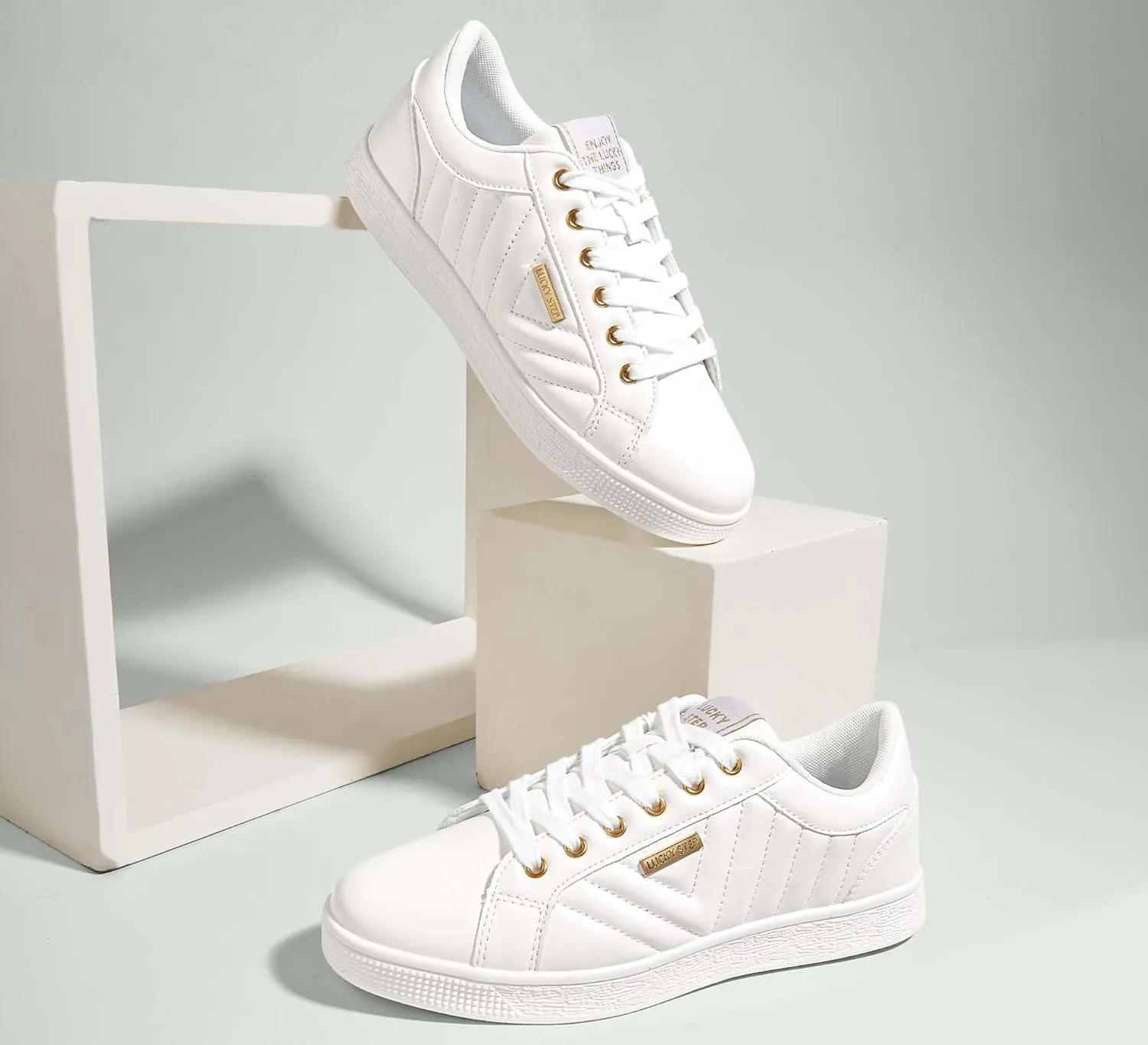 LUCKY STEP Glitter Sneakers Lace up | Fashion Sneakers | Sparkly Shoes for Women