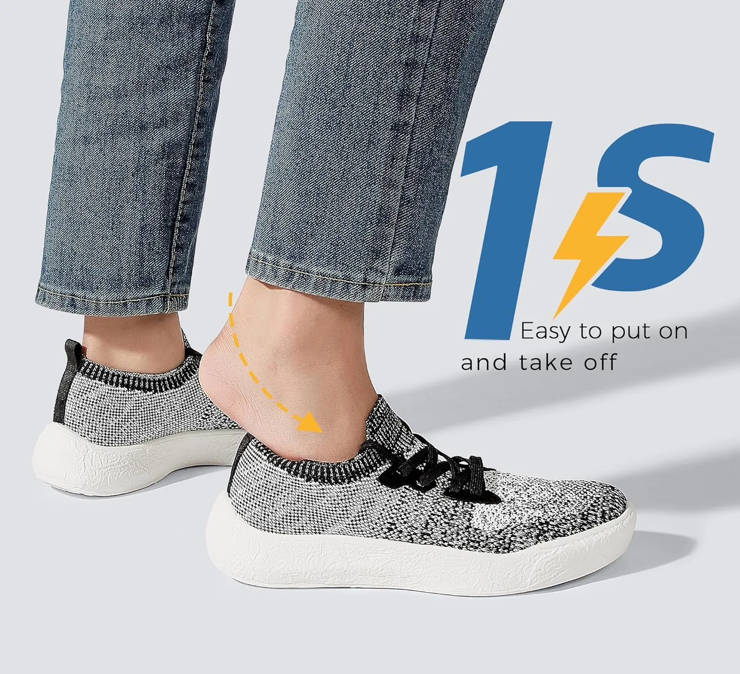 LUCKY STEP Women's Slip on Walking Shoes Casual Mesh-Comfortable Tennis Elastic Sock Breathable Workout Sneakers