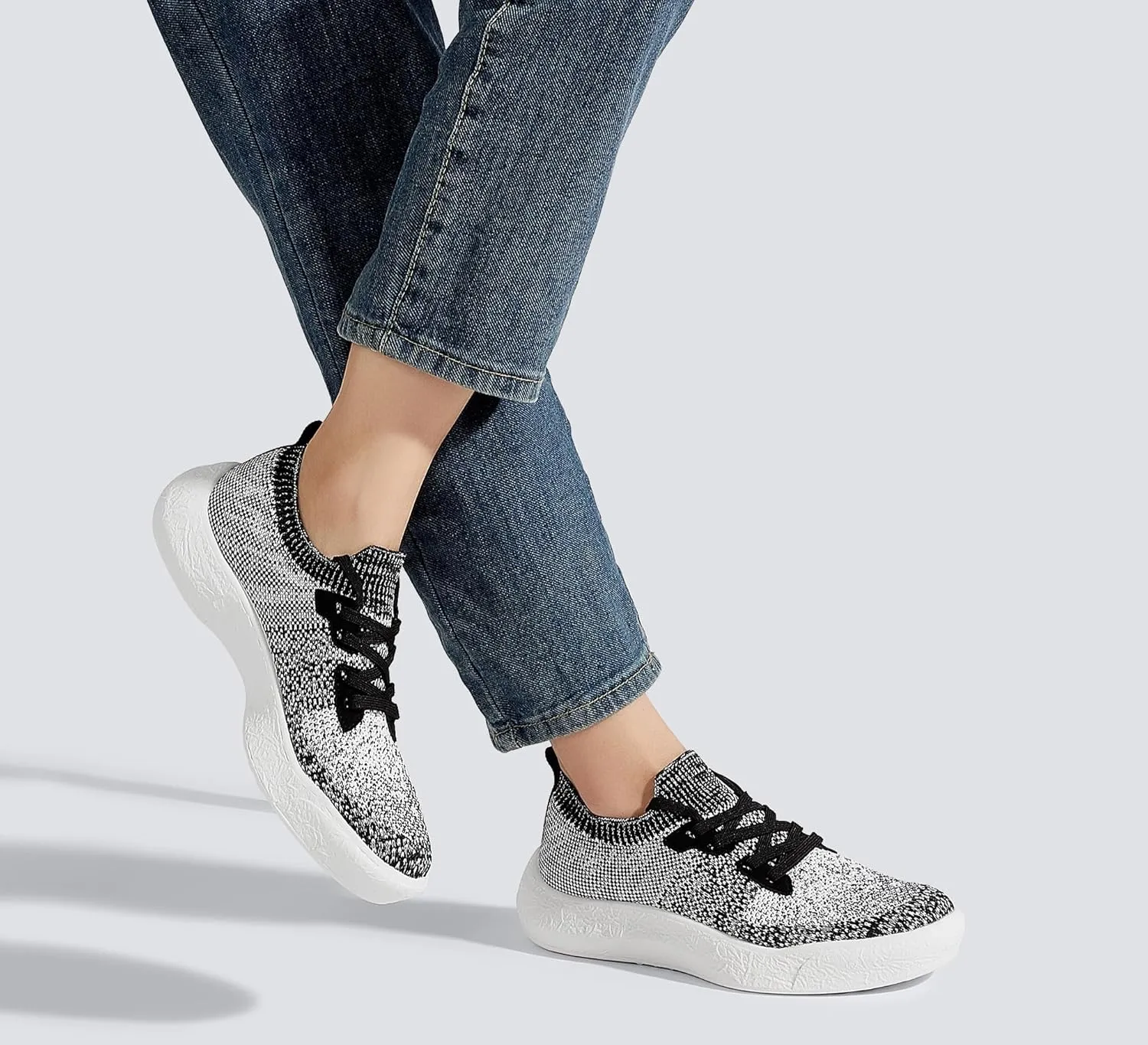 LUCKY STEP Women's Slip on Walking Shoes Casual Mesh-Comfortable Tennis Elastic Sock Breathable Workout Sneakers