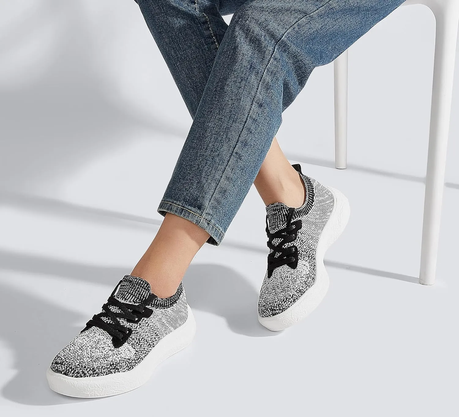 LUCKY STEP Women's Slip on Walking Shoes Casual Mesh-Comfortable Tennis Elastic Sock Breathable Workout Sneakers