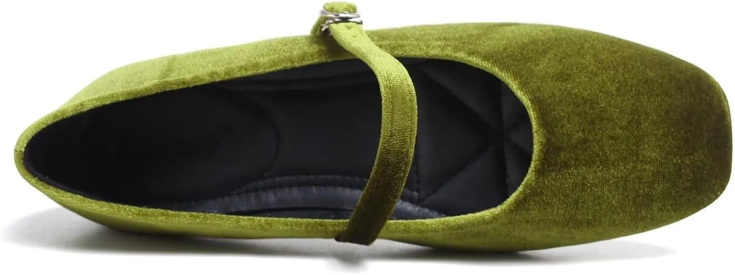 LUXINYU Flats for Women Dressy Square Toe Ankle Strap Mary Jane Shoes Casual Slip On Flats Comfortable Ballet Flats
