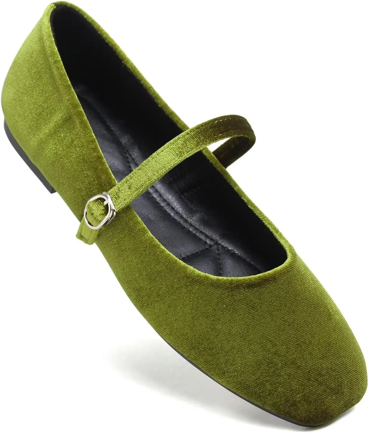 LUXINYU Flats for Women Dressy Square Toe Ankle Strap Mary Jane Shoes Casual Slip On Flats Comfortable Ballet Flats