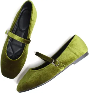 LUXINYU Flats for Women Dressy Square Toe Ankle Strap Mary Jane Shoes Casual Slip On Flats Comfortable Ballet Flats