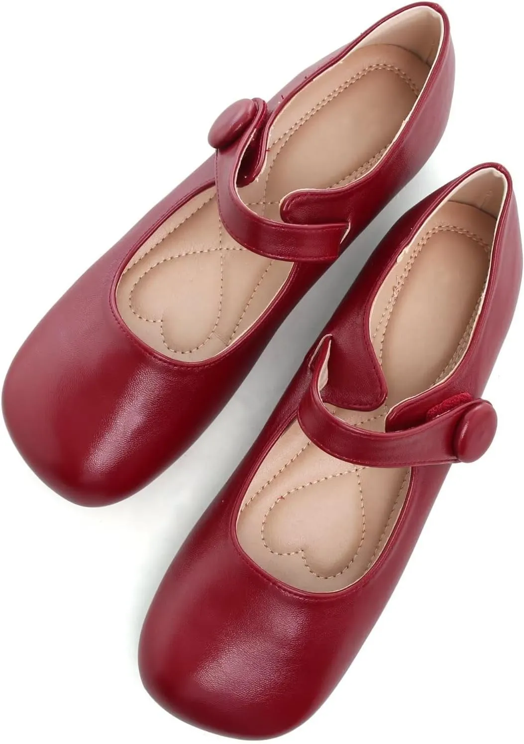 LUXINYU Mary Jane Flats for Women Dressy Retro Square Toe Ankle Strap Ballet Flats Comfortable Patent Leather Shoes