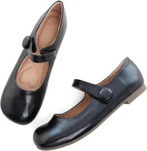 LUXINYU Mary Jane Flats for Women Dressy Retro Square Toe Ankle Strap Ballet Flats Comfortable Patent Leather Shoes