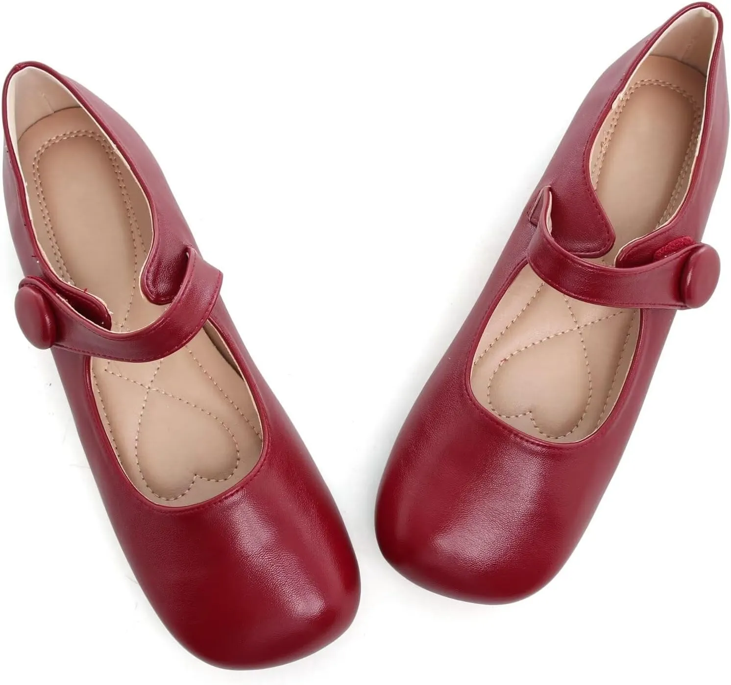LUXINYU Mary Jane Flats for Women Dressy Retro Square Toe Ankle Strap Ballet Flats Comfortable Patent Leather Shoes
