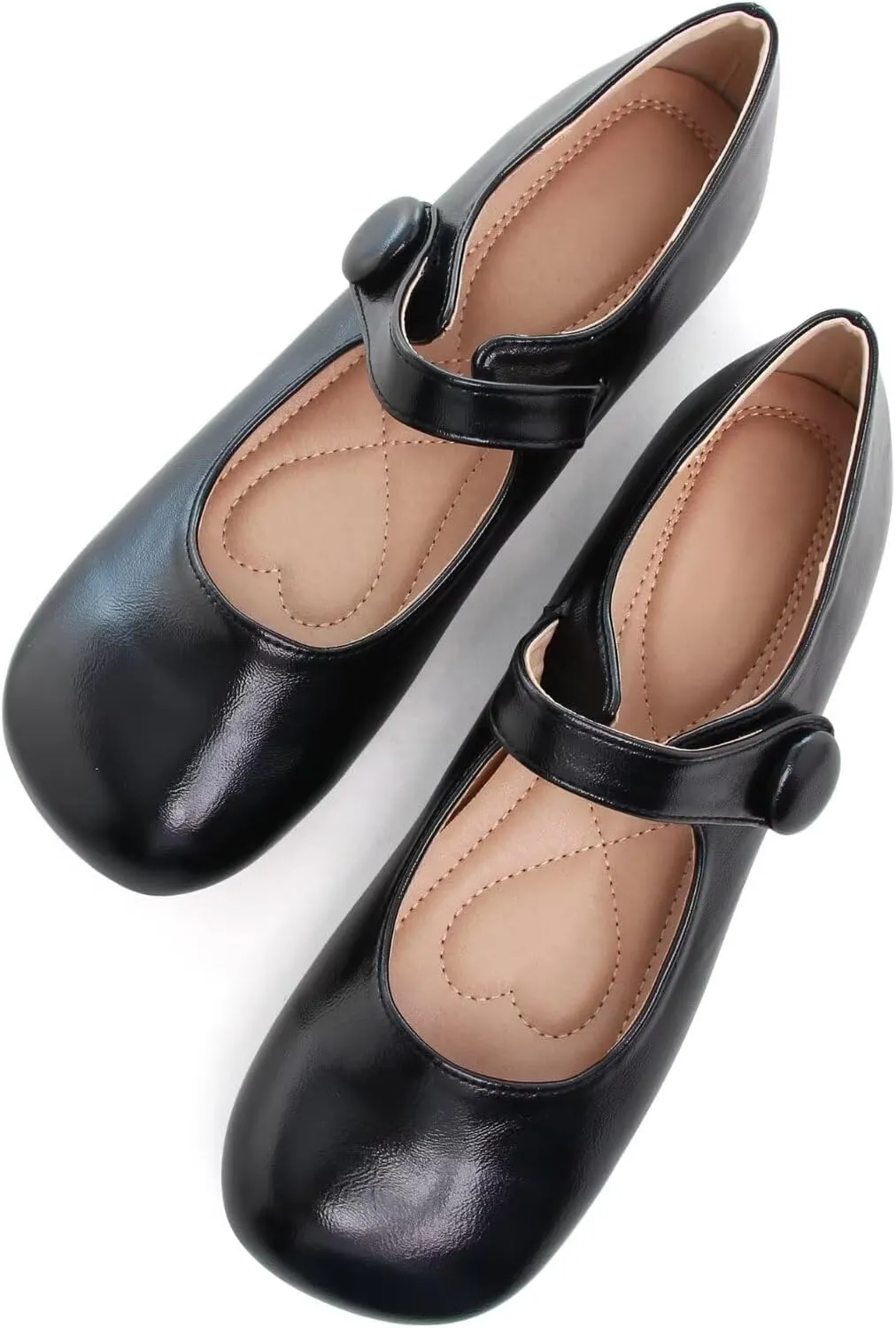 LUXINYU Mary Jane Flats for Women Dressy Retro Square Toe Ankle Strap Ballet Flats Comfortable Patent Leather Shoes