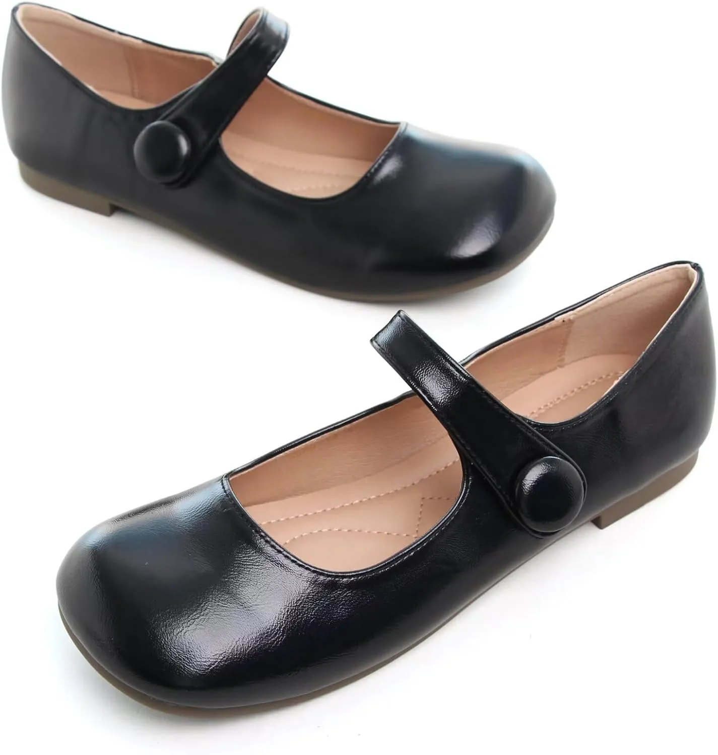 LUXINYU Mary Jane Flats for Women Dressy Retro Square Toe Ankle Strap Ballet Flats Comfortable Patent Leather Shoes