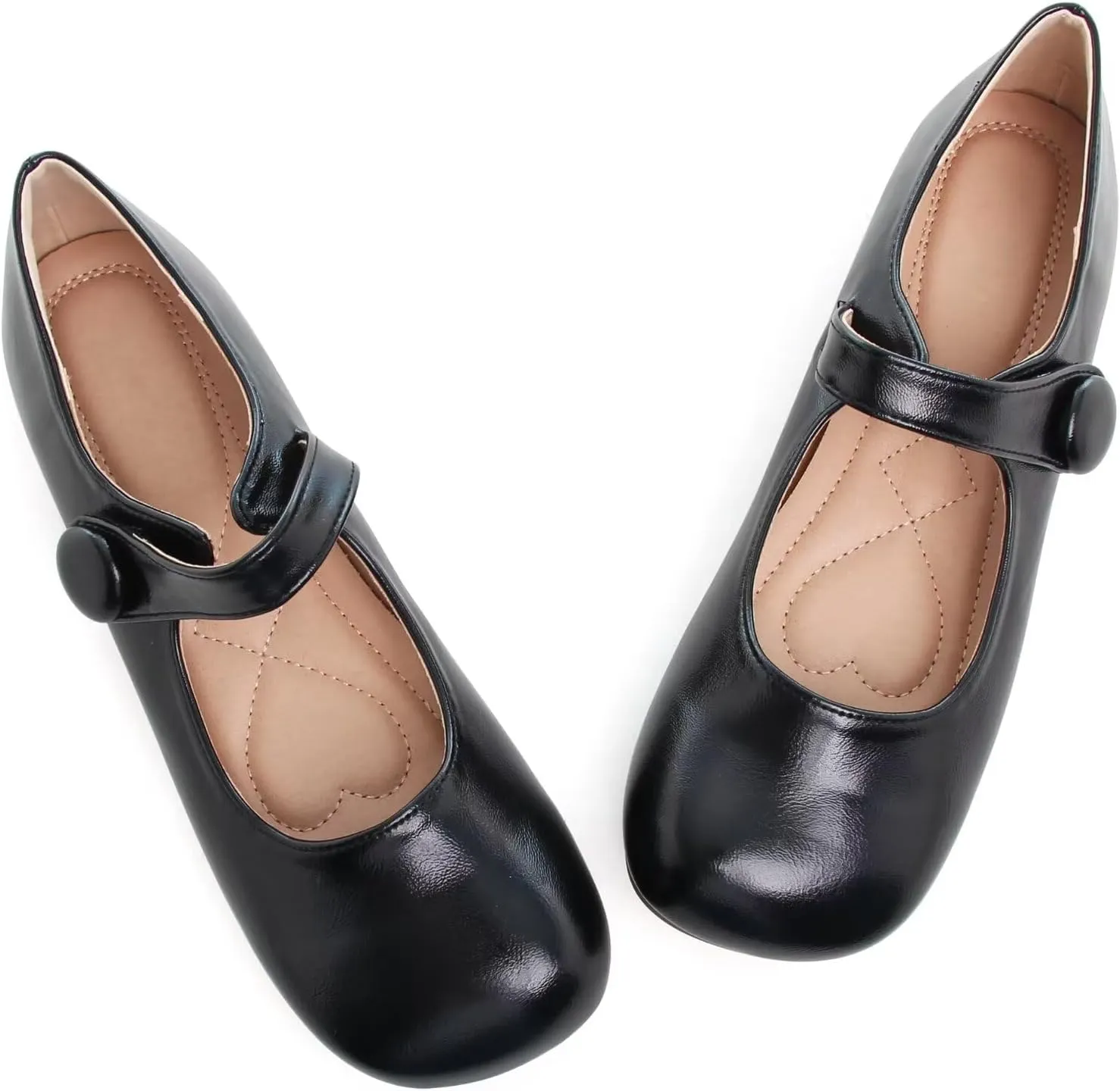 LUXINYU Mary Jane Flats for Women Dressy Retro Square Toe Ankle Strap Ballet Flats Comfortable Patent Leather Shoes