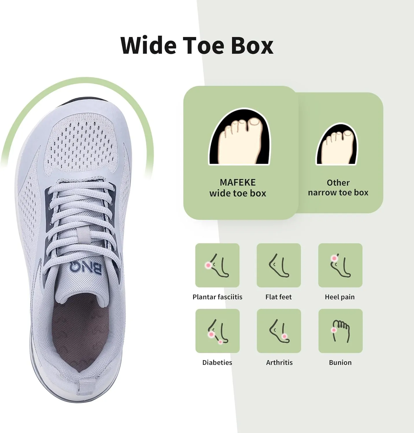 MAFEKE Womens Wide Toe Box Running Shoes Arch Support Tennis Athletic Sneakers Orthotic Walking Shoes for Plantar Fasciitis Pain Relief US 6-11