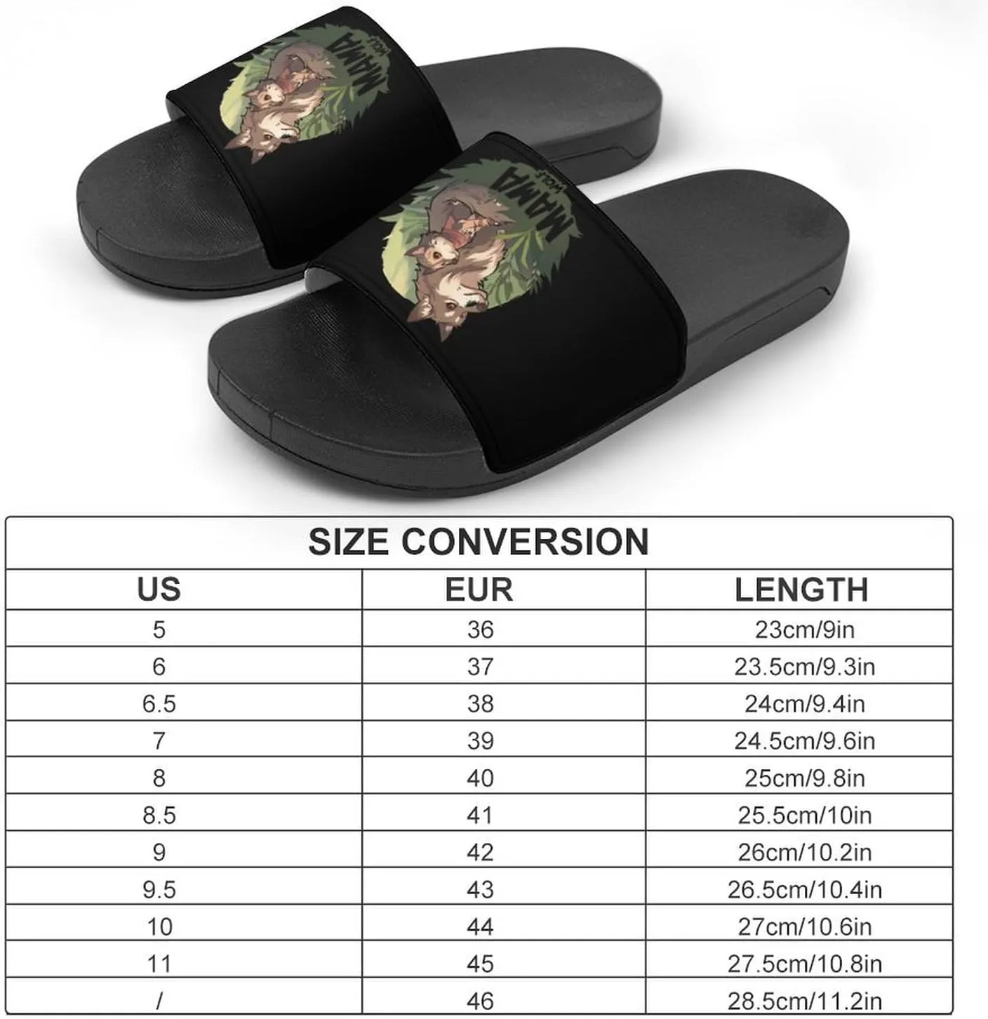 Mama Wolf Wolf Love Home Slippers Non-Slip PVC Shower Slippers Open Toe Sandals for Men Women