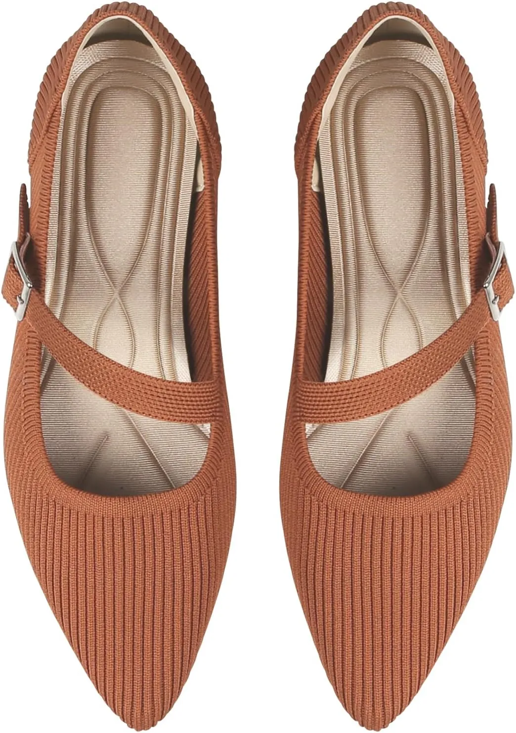 Mary Jane Flats Shoes Women Pointed Toe Ballet Flats Dressy Flats for Women Knit Flats Comfort Breathable Lightweight Washable Flats Shoes