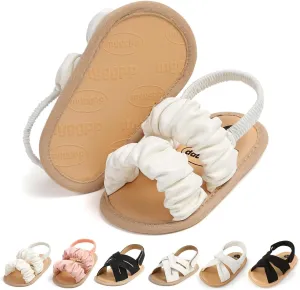 Meckior Infant Baby Girls Boys Summer Sandals Open Toe Lace Princess Dress Wedding Flats Shoes Newborn Toddler Soft Non-slip Sole First Walker Crib Shoes