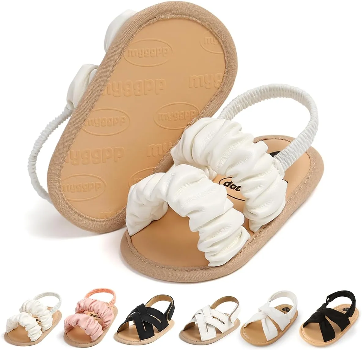 Meckior Infant Baby Girls Boys Summer Sandals Open Toe Lace Princess Dress Wedding Flats Shoes Newborn Toddler Soft Non-slip Sole First Walker Crib Shoes