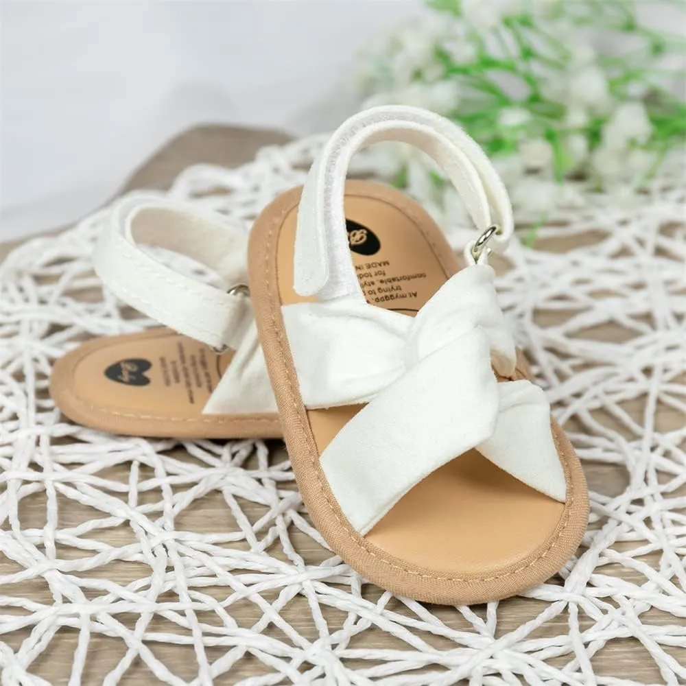 Meckior Infant Baby Girls Boys Summer Sandals Open Toe Lace Princess Dress Wedding Flats Shoes Newborn Toddler Soft Non-slip Sole First Walker Crib Shoes
