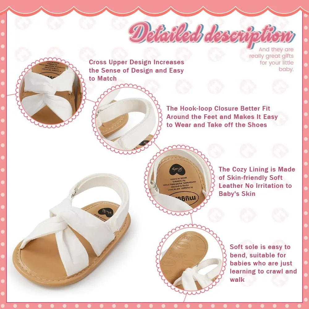 Meckior Infant Baby Girls Boys Summer Sandals Open Toe Lace Princess Dress Wedding Flats Shoes Newborn Toddler Soft Non-slip Sole First Walker Crib Shoes