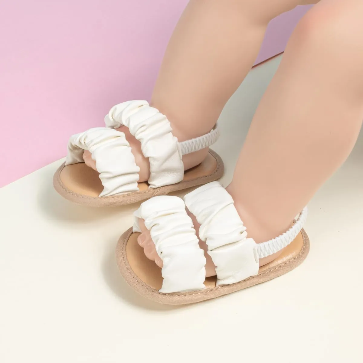 Meckior Infant Baby Girls Boys Summer Sandals Open Toe Lace Princess Dress Wedding Flats Shoes Newborn Toddler Soft Non-slip Sole First Walker Crib Shoes