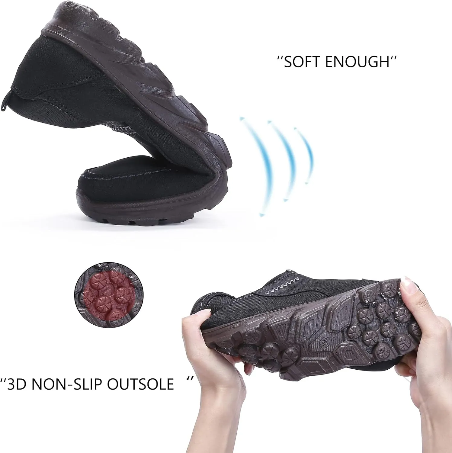 Men's Canvas Slip-On Loafers,Comfortable Breathable Casual Walking Canvas Shoes,Outdoor Non-Slip Wide Hiking Driving Shoes,Middle Aged Elderly Dad Shoes
