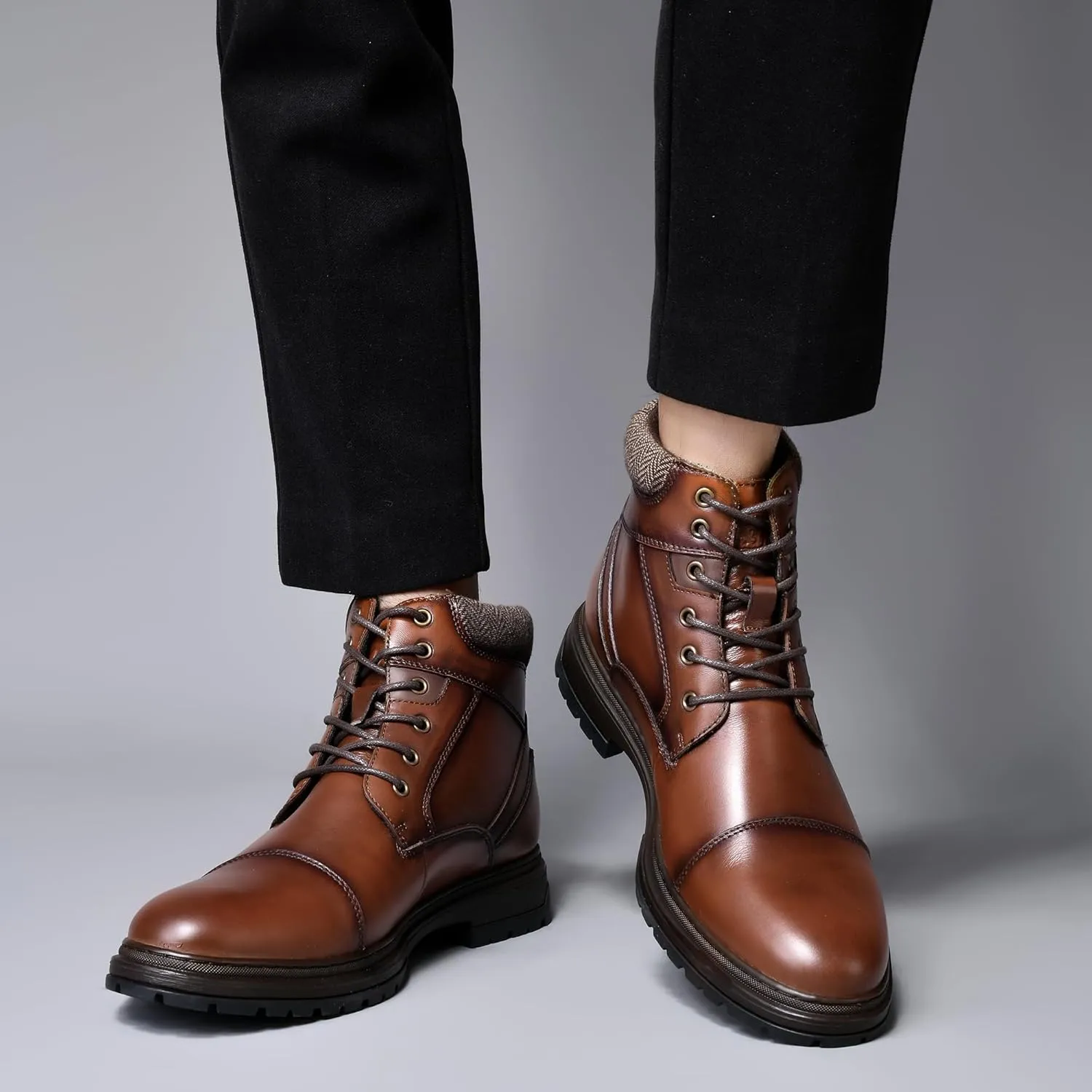 Mens Casual Chukka Dress Boots - High Top Comfortable Leather Oxford Ankle Boot Combat Motorcycle Winter Shoes for Men