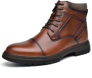 Mens Casual Chukka Dress Boots - High Top Comfortable Leather Oxford Ankle Boot Combat Motorcycle Winter Shoes for Men