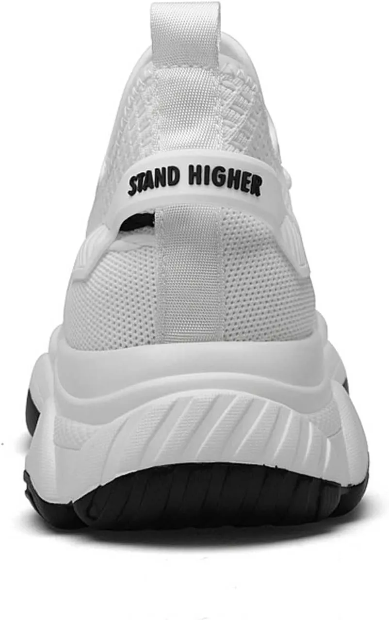 Men's Fashion Solid Color Mesh Fabric Inside Heightening Sports Shoes Casual Breathable Running Shoes Mens Sneaker Boot Hiking