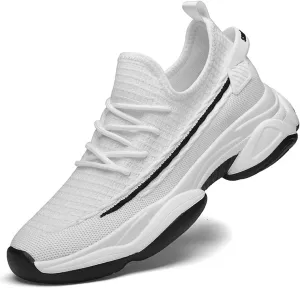 Men's Fashion Solid Color Mesh Fabric Inside Heightening Sports Shoes Casual Breathable Running Shoes Mens Sneaker Boot Hiking