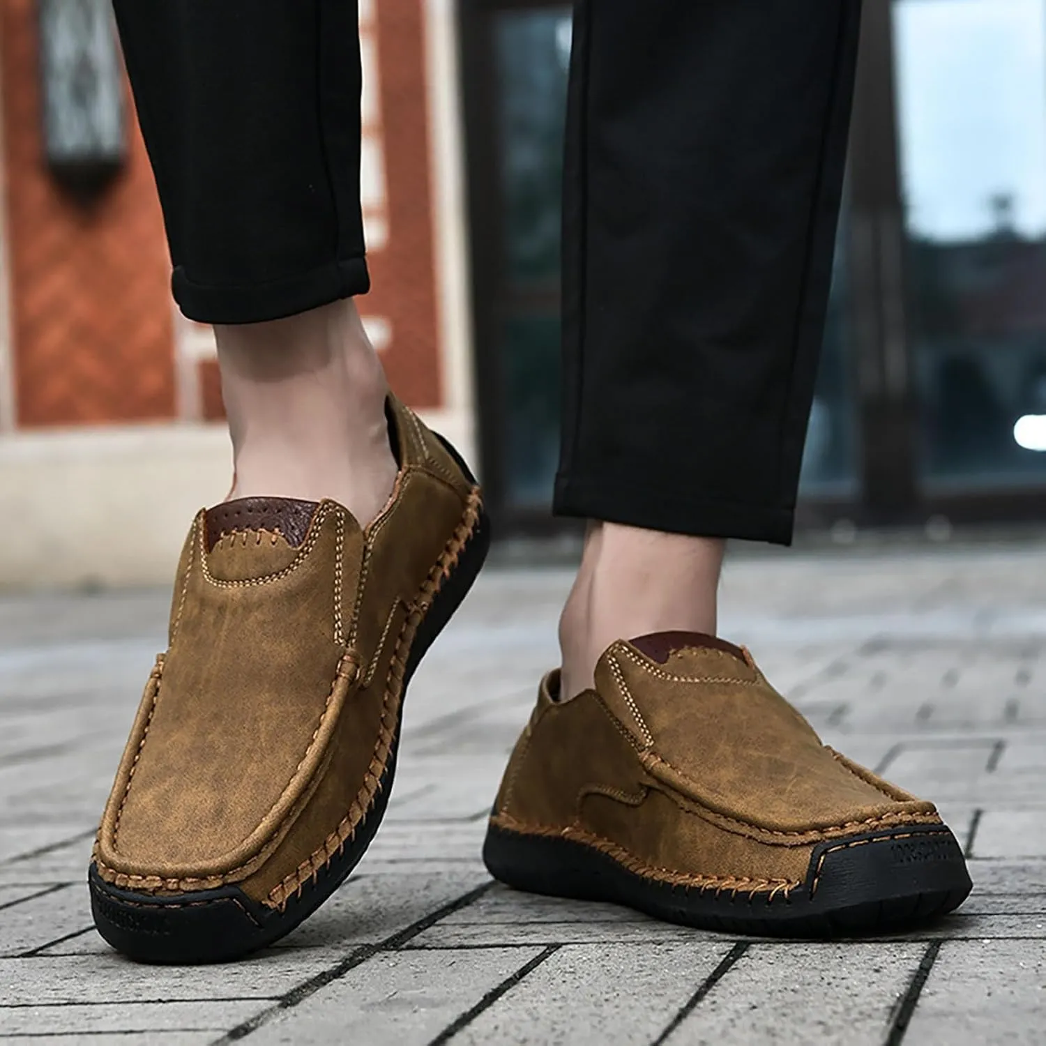 Mens Loafers Casual Slip on Shoes Business Lightweight Refreshing Classic Slippers Walking Driving