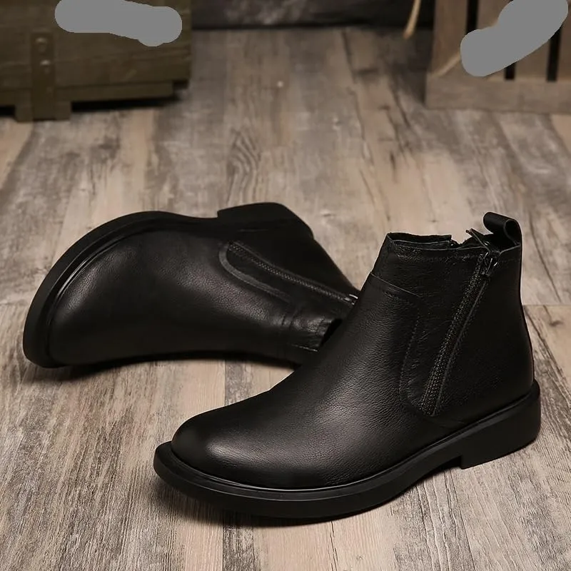 Men's Low-top Short Boots Retro Rubber Shoes British Low-heeled Comfortable Breathable Non-slip Versatile Oxford Shoes for Men