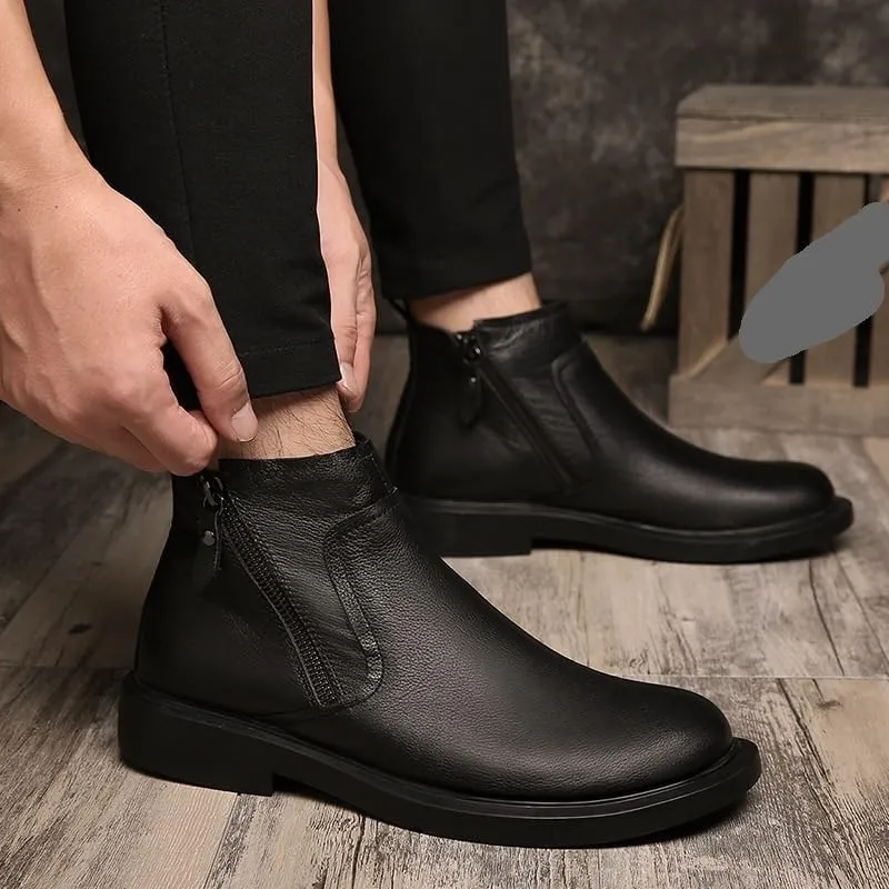 Men's Low-top Short Boots Retro Rubber Shoes British Low-heeled Comfortable Breathable Non-slip Versatile Oxford Shoes for Men