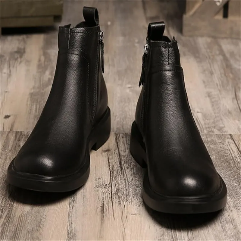 Men's Low-top Short Boots Retro Rubber Shoes British Low-heeled Comfortable Breathable Non-slip Versatile Oxford Shoes for Men