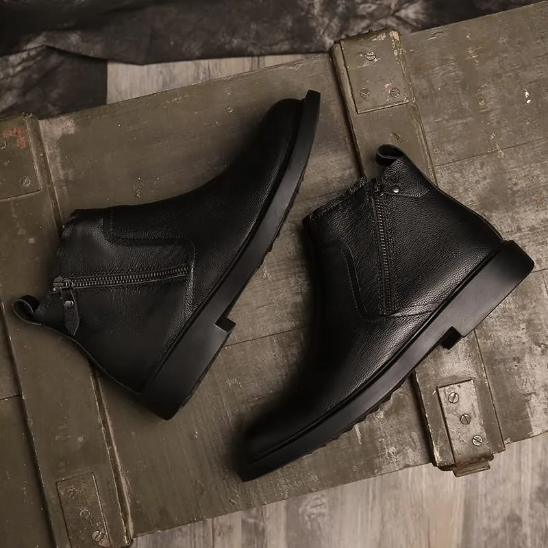 Men's Low-top Short Boots Retro Rubber Shoes British Low-heeled Comfortable Breathable Non-slip Versatile Oxford Shoes for Men