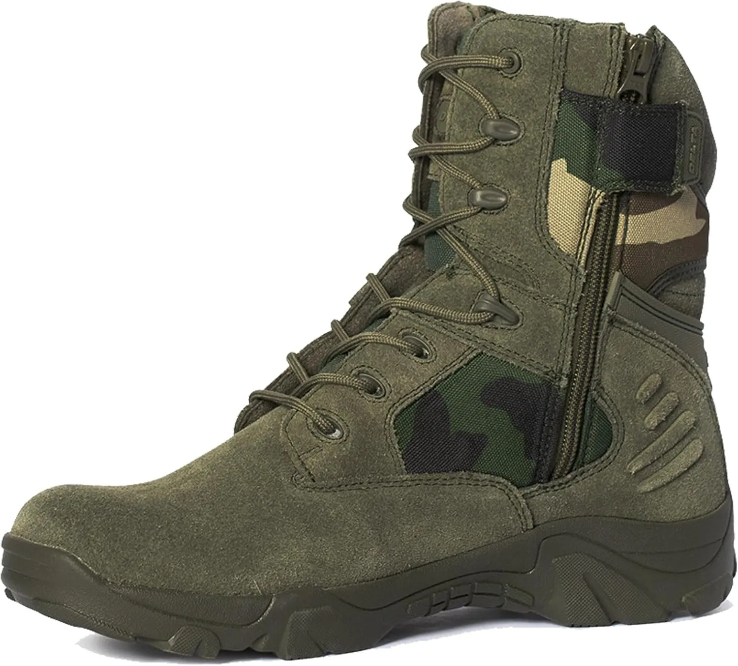 Men's Military Tactical Work Boots Side Zipper Suede Leather Army Combat Boots