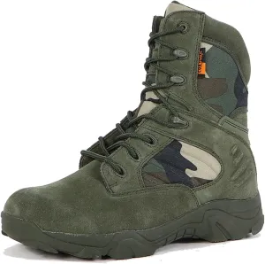 Men's Military Tactical Work Boots Side Zipper Suede Leather Army Combat Boots