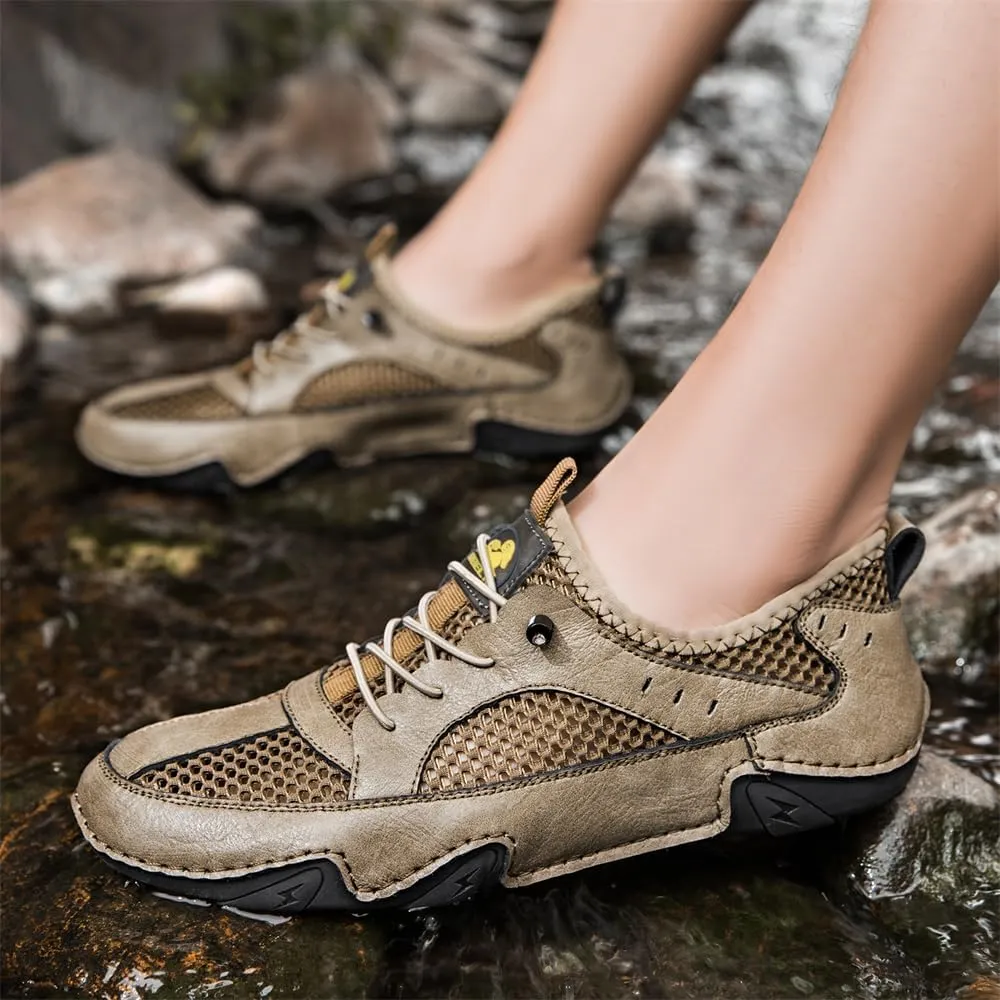 Men's Outdoor Mesh Trail Shoes for Hiking Walking Slip-on Summer Sports Shoes Breathable Non-Slip Lightweight Sneakers
